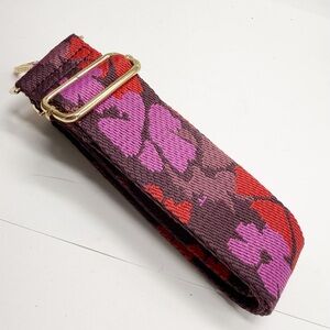 Kedzie Interchangeable Bag Strap Red & Purple Flowers Gold Hardware NWOT